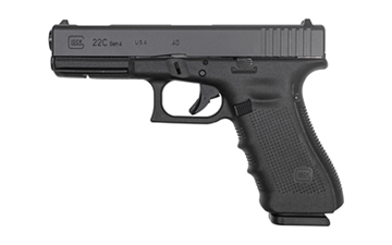 Picture of GLOCK 22C Gen 3, Striker Fired, Semi-automatic, Polymer Frame Pistol, Full Size, 40 S&W, 4.49" Barrel, Matte Finish, Black, Interchangeable Backstraps, Fixed Sights, 15 Rounds, 2 Magazines G22C15US
