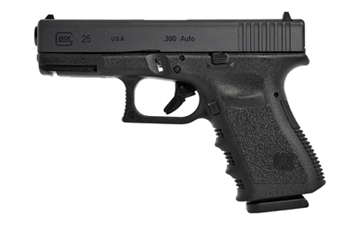 Picture of GLOCK 25 Gen 3, Striker Fired, Semi-automatic, Polymer Frame Pistol, Compact, 380 ACP, 4.02" Barrel, Matte Finish, Black, Fixed Sights, 15 Rounds, 2 Magazines, Right Hand UI2550203