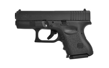 Picture of GLOCK 26 Gen 3, Striker Fired, Semi-automatic, Polymer Frame Pistol, Sub-Compact, 9MM, 3.43" Barrel, DLC Finish, Black, Interchangeable Backstraps, Fixed Sights, 10 Rounds, 2 Magazines G26US