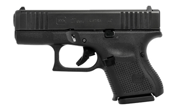 Picture of GLOCK 27 Gen 5, Striker Fired, Semi-automatic, Polymer Frame Pistol, Sub-Compact, 40 S&W, 3.43" Barrel, DLC Finish, Black, Fixed Sights, 9 Rounds, 2 Magazines G275AUT