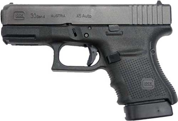 Picture of Glock G30 Gen4 Subcompact 45 ACP 3.78" Barrel 10+1, Black Frame & Slide, Finger Grooved Rough Texture Grip, Modular Backstrap, Reversible Mag. Catch, Safe Action Trigger PG3050201