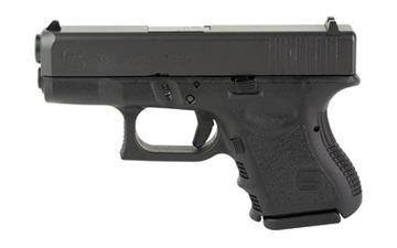 Picture of GLOCK 33, Striker Fired, Semi-automatic, Polymer Frame Pistol, Sub-Compact, 357 Sig, 3.43" Barrel, Matte Finish, Black, Interchangeable Backstraps, Fixed Sights, 9 Rounds, 2 Magazines G33AUT