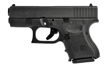 Picture of GLOCK 33 Gen 4, Striker Fired, Semi-automatic, Polymer Frame Pistol, Sub-Compact, 357 Sig, 3.43" Barrel, Matte Finish, Black, Interchangeable Backstraps, Fixed Sights, 9 Rounds, 2 Magazines G334AUT