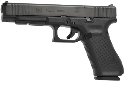 Picture of GLOCK 34 G34 GEN 5 MOS HGA 9MM 5.32 IN BBL ADJ 4LB 3 17RD MAGS CERAKOTE GRAY BATTLEWORN FRAME/SLIDE PA343S103MOSGBW
