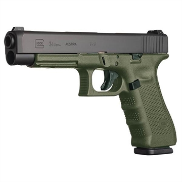 Picture of Glock 34 Gen 4 MOS Competition Handgun 9mm Luger 10/rd Magazines (3) 5.3" Barrel OD Green Frame with Black Slide Austria PG3437101MOS