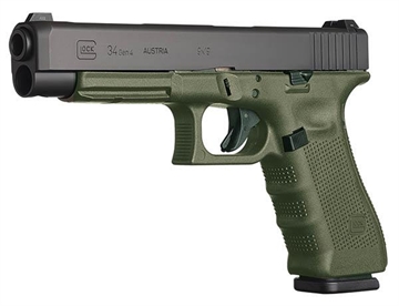 Picture of Glock 34 Gen 4 MOS Competition Handgun 9mm Luger 17/rd Magazines (3) 5.3" Barrel OD Green Frame with Black Slide Austria PG3437103MOS