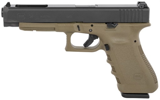 Picture of Glock 34 Gen 3 Competition Handgun 9mm Luger 10/rd Magazines (2) 5.3" Barrel OD Green Frame Black Slide Austria PI3437101