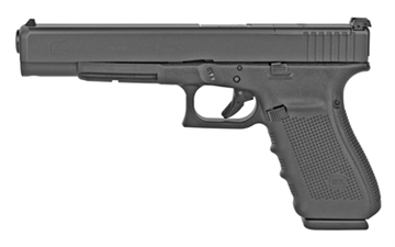 Picture of GLOCK 40 M.O.S., Striker Fired, Semi-automatic, Polymer Frame Pistol, Long Slide, 10MM, 6.02" Barrel, Matte Finish, Black, Adjustable Sights, 15 Rounds, 2 Magazines, Right Hand G40415MOSAUT