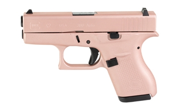 Picture of GLOCK 42, Striker Fired, Semi-automatic, Polymer Frame Pistol, Sub-Compact, 380 ACP, 3.25" Barrel, Cerakote Finish, Rose Gold, 6 Rounds, 2 Magazines UI4250204-RG