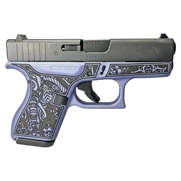 Picture of Glock 42 Custom "Elephant Engraved Gray Crushed Orchid" Subcompact Handgun .380 ACP 6/rd Magazines (2) 3.25" Barrel USA UI4250201 MODELECO