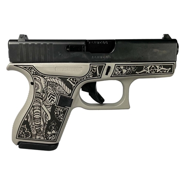 Picture of Glock 42 Custom "Elephant Engraved Gray Steel Frame" Subcompact Handgun .380 ACP 6/rd Magazines (2) 3.25" Barrel USA UI4250201 MODELEGRS