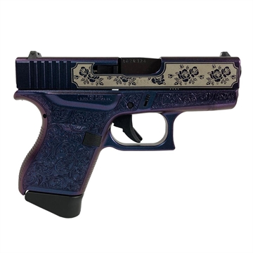 Picture of Glock 43 Custom "Glock & Roses" in Mongoose Purple Subcompact Handgun 9mm Luger 6rd Magazines (2) 3.41" Barrel USA Made UI4350201 MODMGR