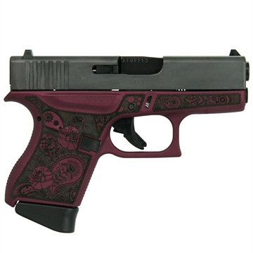 Picture of Glock 43 Gen 4 Custom "Black Cherry Glock & Paisley" Subcompact Handgun 9mm Luger 6rd Magazines (2) 3.41" Barrel USA UI4350201 MODBCFP