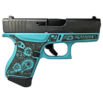 Picture of Glock 43 Gen 4 Custom "Robin's Egg Blue and Paisley" Subcompact Handgun 9mm Luger 6/rd Magazines (2) 3.41" Barrel USA UI4350201 MODGRFP