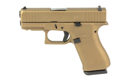 Picture of GLOCK 43X, Striker Fired, Semi-automatic, Polymer Frame Pistol, Sub-Compact, 9MM, 3.41" Barrel, Skydas Cerakote Finish, Burnt Bronze, Fixed Sights, 10 Rounds, 2 Magazines UX4350204FRN-BB