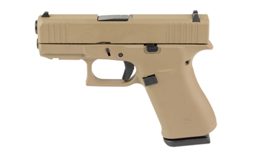 Picture of GLOCK 43X, Semi-automatic, Striker Fired, Sub-Compact, 9MM, 3.41", Flat Dark Earth, 10 Rounds, 2 Magazines, Fixed Sights, Polymer, Skydas Cerakote UX4350204FRNFDESKY