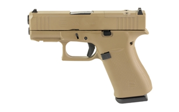 Picture of GLOCK 43X, M.O.S, Striker Fired, Semi-automatic, Polymer Frame Pistol, Sub-Compact, 9MM, 3.41" Barrel, Custom Flat Dark Earth Cerakote Finish by Skydas, Fixed Sights, 10 Rounds, 2 Magazines PX4350204FRMOSN-FDE