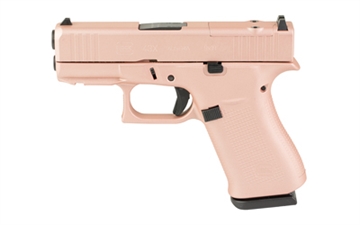 Picture of GLOCK 43X, M.O.S, Striker Fired, Semi-automatic, Polymer Frame Pistol, Sub-Compact, 9MM, 3.41" Barrel, Custom Rose Gold Cerakote Finish by Skydas, Fixed Sights, 10 Rounds, 2 Magazines PX4350204FRMOS-RG-
