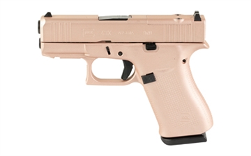Picture of GLOCK 43X, M.O.S, Striker Fired, Semi-automatic, Polymer Frame Pistol, Sub-Compact, 9MM, 3.41" Barrel, Custom Rose Gold Cerakote Finish by Skydas, Fixed Sights, 10 Rounds, 2 Magazines PX4350204FRMOS-RG
