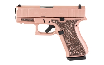 Picture of GLOCK 43X, Semi-automatic, Striker Fired, Sub-Compact, 9MM, 3.41", Rose Gold, 10 Rounds, 2 Magazines, Rose Gold Paisley, Fixed Sights, Polymer, Skydas Cerakote UX4350204-RGLAS