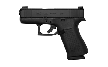 Picture of GLOCK 43X, M.O.S, Striker Fired, Semi-automatic, Polymer Frame Pistol, Sub-Compact, 9MM, 3.41" Barrel, Matte Finish, Black, Fixed Sights, 10 Rounds, 2 Magazines G43XMOSAUT PG2250210