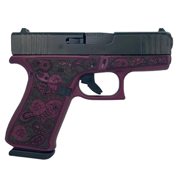 Picture of Glock 43X Custom "Black Cherry Paisley Frame" Subcompact Handgun 9mm Luger 10rd Magazines (2) 3.41" Barrel Black USA UX4350201 MODBCFP