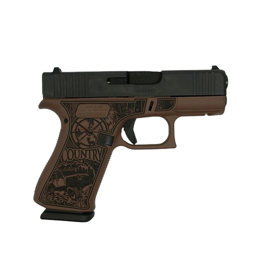 Picture of Glock 43x Custom "Country" Bourbon Handgun 9mm Luger 10rd Magazines (2) 3.4" Barrel Accessory Rail USA Made UX4350201FR MODCTRYDB