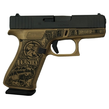 Picture of Glock 43x Custom "Country Engraved Sand" Subcompact Handgun 9mm Luger 10rd Magazines (2) 3.41" Barrel Austria PX4350201 MODCTRYSD