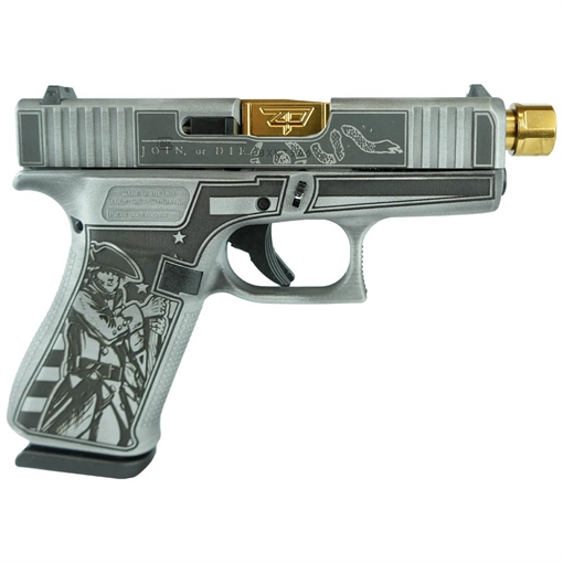 Picture of Glock 43x Custom "Liberty or Death" Subcompact Handgun 9mm Luger 10/rd Magazines (2) 4" Gold Barrel Austria PX4350201 MODPATRIOTGB