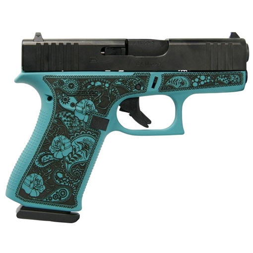 Picture of Glock 43x Custom "Robin's Egg Blue & Paisley" Subcompact Handgun 9mm Luger 10/rd Magazines (2) 3.41" Barrel Austria PX4350201 MODGRFP