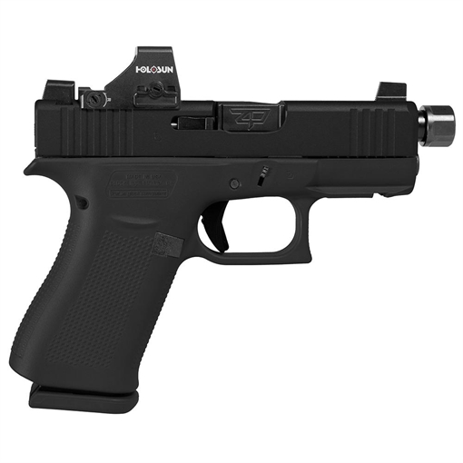 Picture of Glock 43X Custom "Shark Puppy" Black Handgun 9mm Luger 10rd Magazines (1) 3.9" Threaded Black Barrel Holosun 407K UX4350201FR MODSPBLK 757106324157