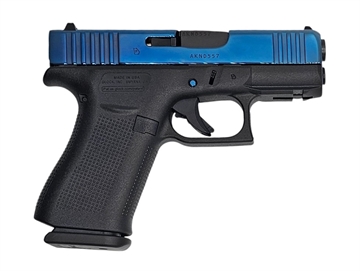 Picture of GLOCK 43X FRONT RAIL 9MM COBALT BLUE SLIDE WITH ENGRAVING 10RD UX4350201FRCBPVD