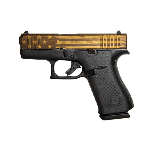 Picture of GLOCK 43X G43X HGA 9MM 3.26 IN BBL FS 5LB 2 10RD MAGS CERAKOTE ELITE BRONZE BATTLE FLAG SLIDE PX4350201EBBF