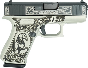 Picture of Glock 43X "Glock & Horses" Black/Gray Handgun 9mm Luger 10rd Magazines(2) 3.4" Barrel Accessory Rail USA Made UX4350201FR MODGHBNBS