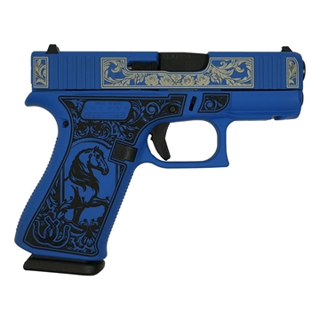 Picture of Glock 43X "Glock & Horses" Blue Handgun 9mm Luger 10rd Magazines(2) 3.4" Barrel Accessory Rail USA Made UX4350201FR MODGHBNS