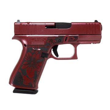 Picture of Glock 43x MOS Custom "Cherry Blossom Engraved Medusa Pink Frame" Subcompact Handgun 9mm Luger 10rd Magazines (2) 3.41" Barrel Austria PX4350201FRMOS MODCB
