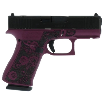 Picture of Glock 43x MOS Custom "Glock and Roses Black Cherry Frame" Subcompact Handgun 9mm Luger 10rd Magazines (2) 3.41" Barrel Austria PX4350201FRMOS MODBCFP