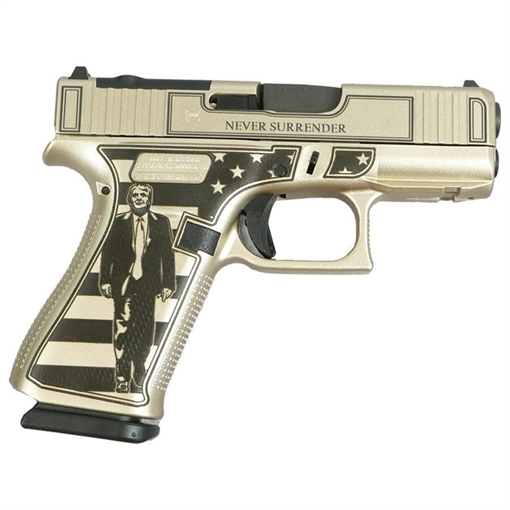 Picture of Glock 43x MOS Custom "Trump Fight/Never Surrender" Handgun 9mm Luger 10rd Magazines (2) 3.41" Barrel FS with Front Rails Austria PX4350201FRMOS MODTF