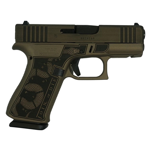 Picture of Glock 43X "Revolution" Frame Distressed Colonial Brown Handgun 9mm Luger 10rd Magazines(2) 3.4" Barrel Accessory Rail USA Made UX4350201FR MODREV