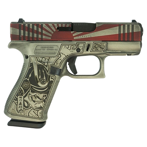 Picture of Glock 43X "Rising Sun Bushido" Battle Worn Handgun 9mm Luger 10rd Magazines(2) 3.4" Barrel Accessory Rail USA Made UX4350201FR MODRSBSBW