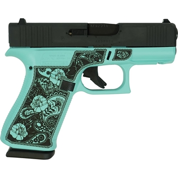 Picture of Glock 43X "Robin's Egg Blue Rose" Frame Handgun 9mm Luger 10rd Magazines(2) 3.4" Barrel Accessory Rail USA Made UX4350201FR MODGRFP