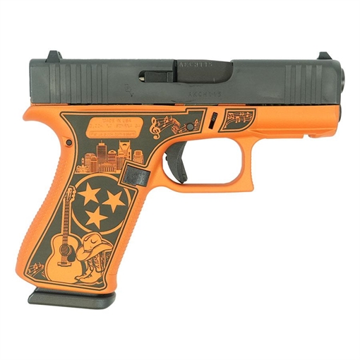 Picture of Glock 43X "Tennessee" Orange Handgun 9mm Luger 10rd Magazines(2) 3.4" Barrel Accessory Rail USA Made UX4350201FR MODTNO