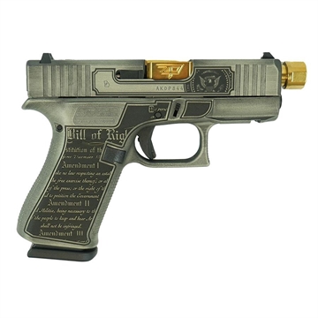 Picture of Glock 43X "Trump" Gold Barrel Edition Handgun 9mm Luger 10rd Magazines(2) 3.9" Threaded Barrel Accessory Rail USA Made UX4350201FR MODTGB