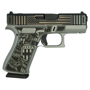Picture of Glock 43X MOS Trump "Take America Back" Satin Aluminum Handgun 9mm Luger 10rd Magazines(2) 3.4" Barrel Accessory Rail USA Made PX4350201FRMOS MODTTAB