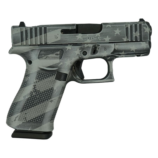 Picture of Glock 43X "US Flag" Distressed Gray Handgun 9mm Luger 10rd Magazines(2) 3.4" Barrel Accessory Rail USA Made UX4350201FR MODDISFLAGGRY