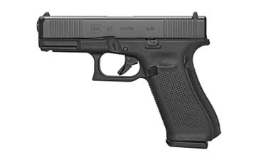 Picture of GLOCK 45, Striker Fired, Semi-automatic, Polymer Frame Pistol, Compact, 9MM, 4.02" Barrel, nDLC Finish, Black, Fixed Sights, 17 Rounds, 2 Magazines, Right Hand G4517AUT