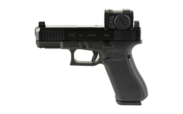 Picture of GLOCK 45 M.O.S., Semi-automatic, Striker Fired, Polymer Framed Pistol, Compact, 9MM, 4.02" Barrel, DLC Finish, Black, Interchangeable Backstraps, Ameriglo Suppressor Sights, 17 Rounds, 2 Magazines, Includes Aimpoint ACRO P-2 PA455S303MOS7A1