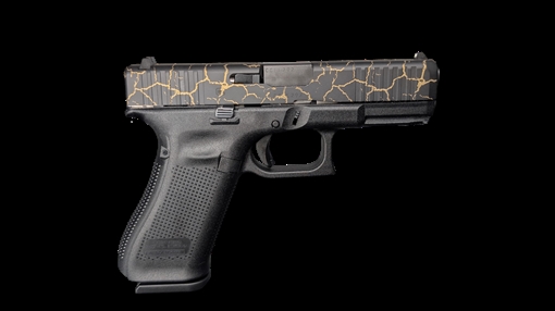 Picture of GLOCK 45 V CRAQUELURE 9MM PISTOL 4" BLACK-BLK/GOLD SLIDE FXD 3-17RD MAGS PV45-CRAQ