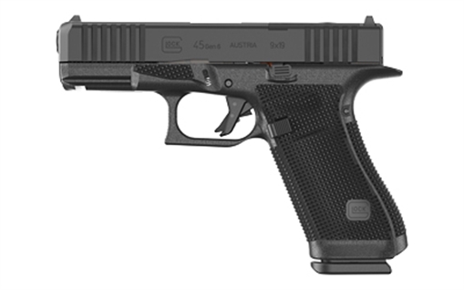 Picture of GLOCK 45 G45 GEN 6 ORS  HGA 9MM 4.0 IN BBL FS BLACK 3 17RD MAGS 5LB FLAT TRIGGER FRONT SERRATIONS P64550203