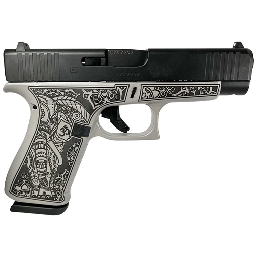 Picture of Glock 48 Custom "Gray Steel Elephant Engraved" Handgun 9mm Luger 10/rd Magazines (2) 4.17" Barrel Austria PA4850201 MODELEGRS